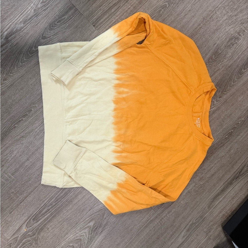 Athleta Orange and Cream Crew Neck Sweater